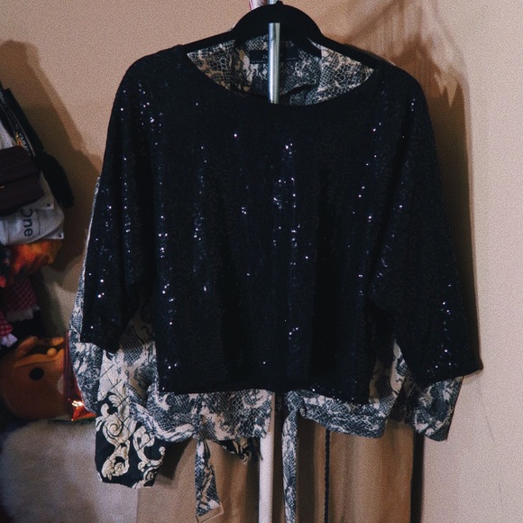 Black Sequin Top - Picture 2 of 4